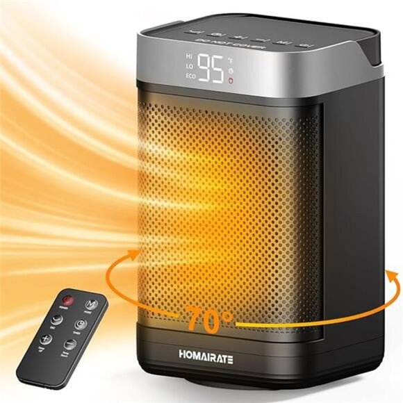Space Heater Indoor, Small Space Heaters Indoor with Thermostat, 70° Oscillation - Picture 7 of 7